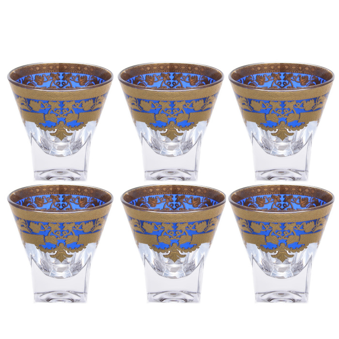 Astra Gold Natalia Golden Blue Decor Crystal Stack Set for 6 people